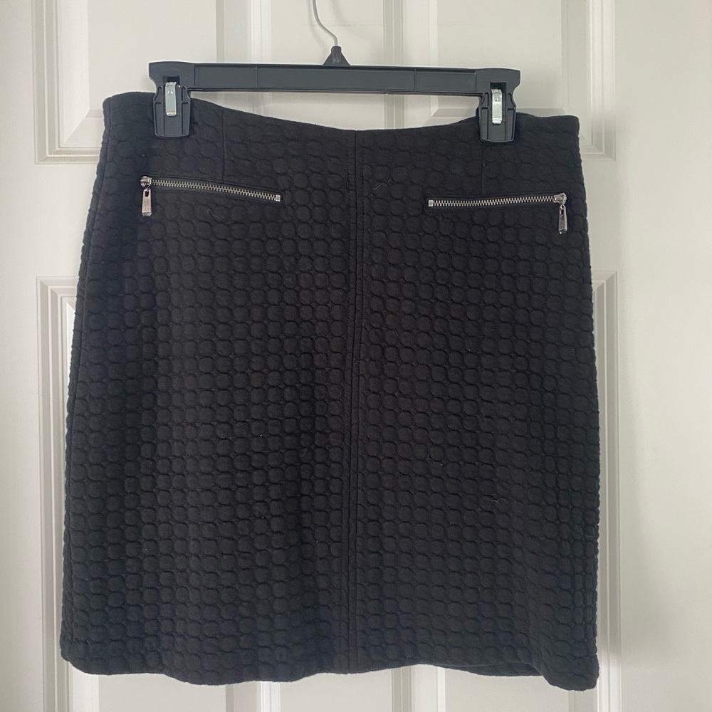 Laundry By Shelli Segal Quilted Zip Pocket Black Straight Pencil Skirt Size 8